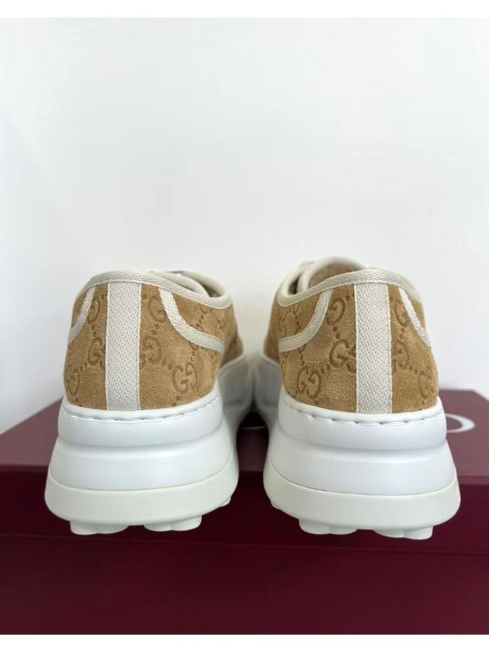 Gucci Women’s Tennis 1977 Trek GG Suede Platform Sneakers Buttersco EU40 796294 - Picture 6 of 14